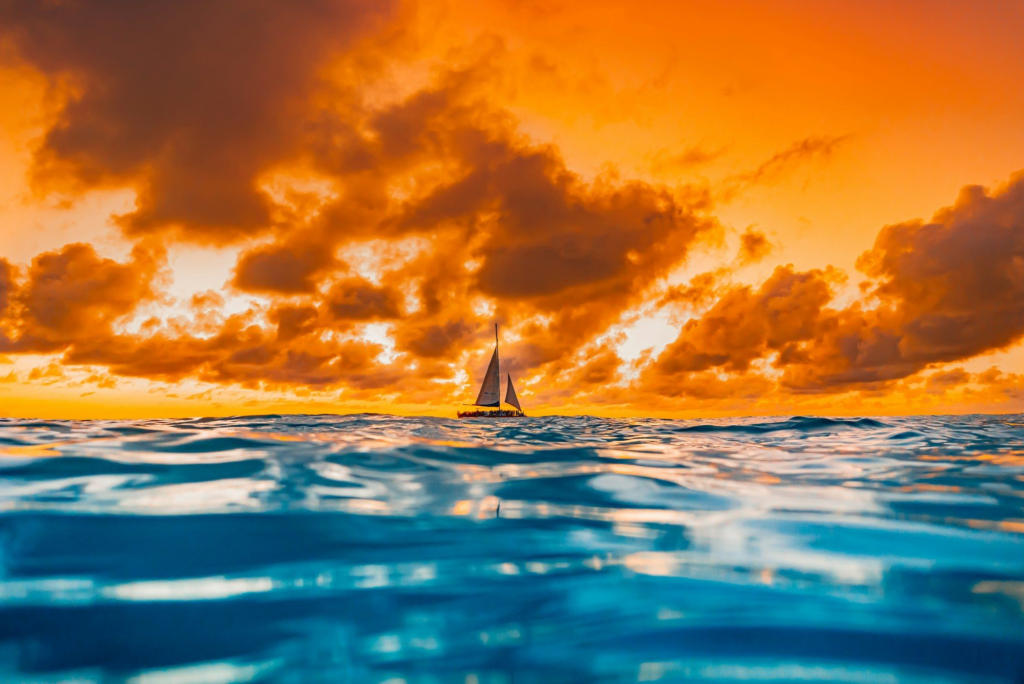 A sailboat on the water off Aruba