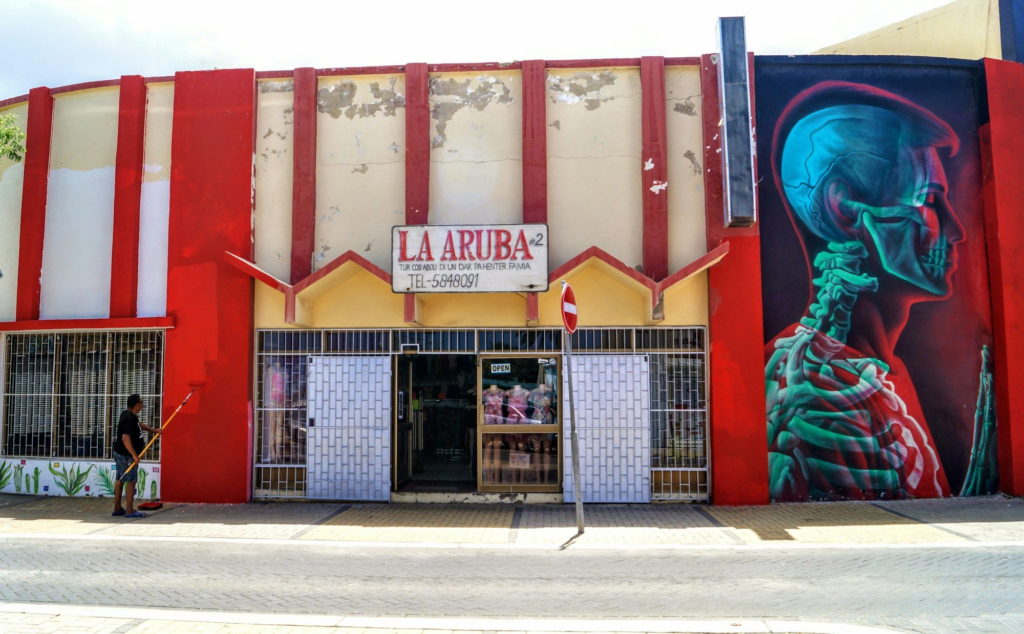 Street art on a shopfront in San Nicolas, Aruba